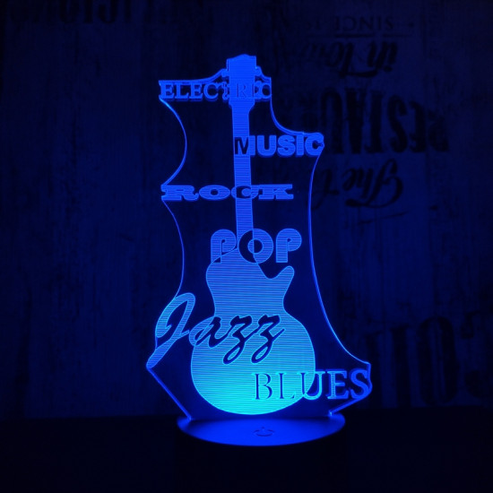 Gitár 3 7 színű 3D led lámpa