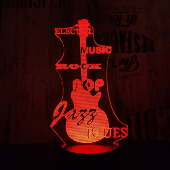 Gitár 3 7 színű 3D led lámpa