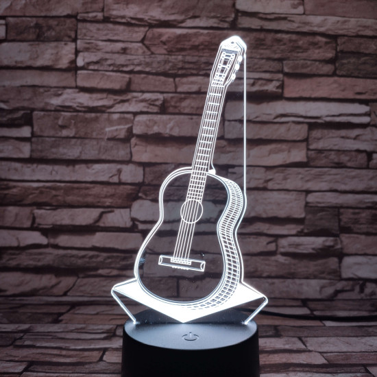 Gitár 3D 7 színű led lámpa