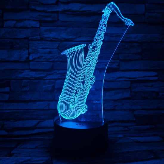 Szaxofon 7 színű 3D led lámpa