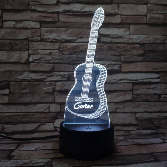 Gitár 3D 7 színű led lámpa