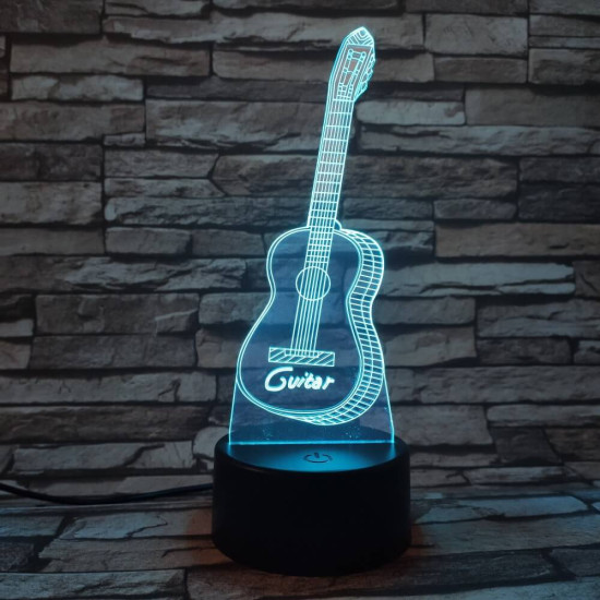 Gitár 3D 7 színű led lámpa