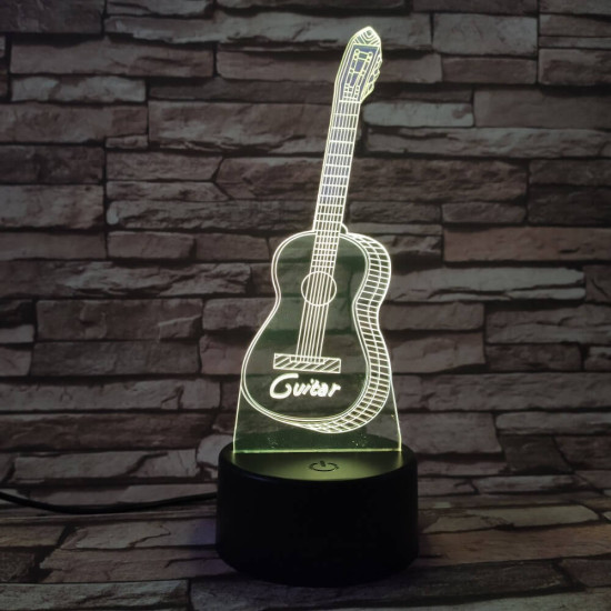 Gitár 3D 7 színű led lámpa