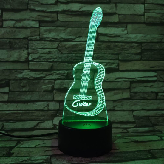 Gitár 3D 7 színű led lámpa