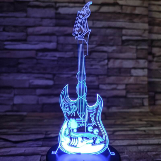 Gitár elektromos 3D 7 színű led lámpa