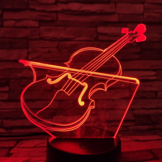 Hegedű 7 színű 3D led lámpa