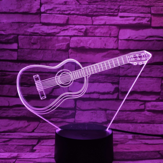 Gitár 3D 7 színű led lámpa