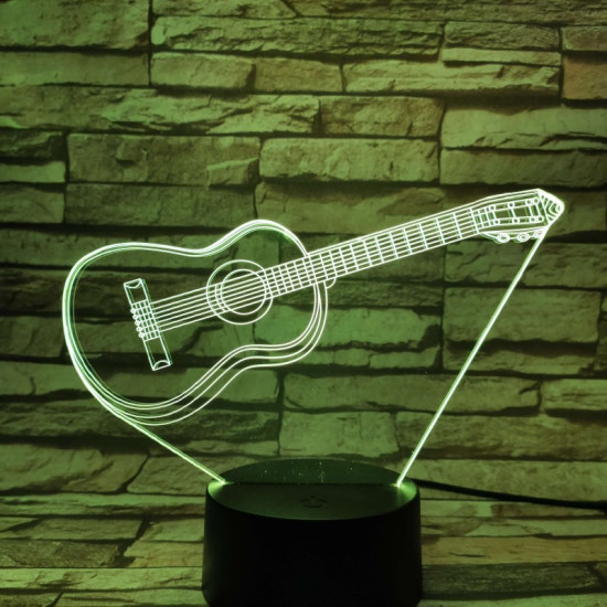 Gitár 3D 7 színű led lámpa