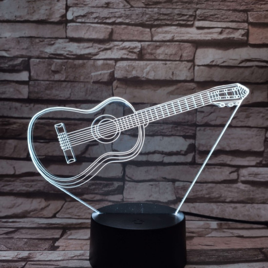 Gitár 3D 7 színű led lámpa