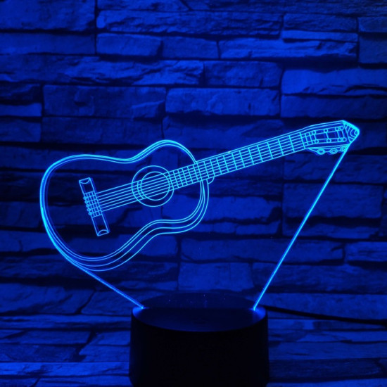 Gitár 3D 7 színű led lámpa