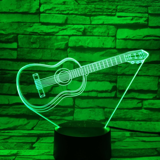 Gitár 3D 7 színű led lámpa