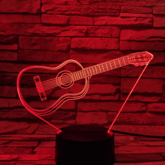 Gitár 3D 7 színű led lámpa