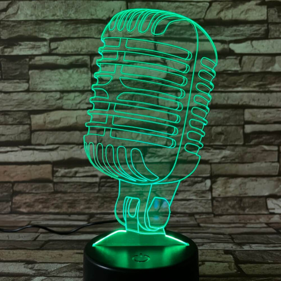 Mikrofon Retro 7 színű 3D led lámpa