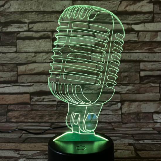 Mikrofon Retro 7 színű 3D led lámpa