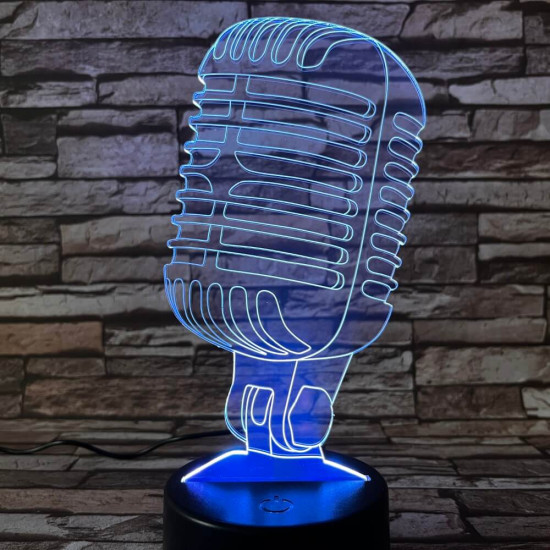Mikrofon Retro 7 színű 3D led lámpa