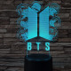 BTS 7 színű 3D led lámpa