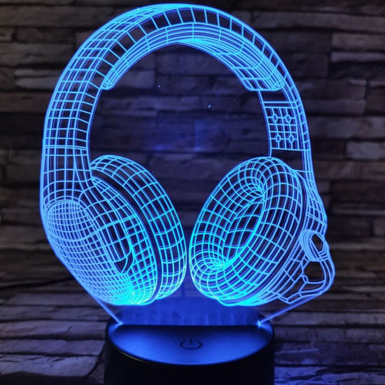 Fejhallgató Gamer 7 színű 3D led lámpa