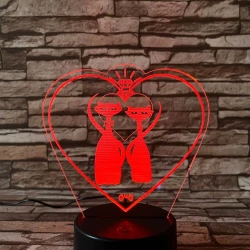 Cica Love 7 színű 3D led lámpa