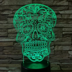 Koponya rajz 7 színű 3D led lámpa