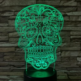 Koponya rajz 7 színű 3D led lámpa