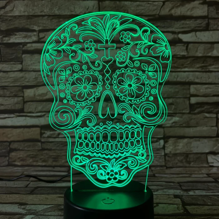 Koponya rajz 7 színű 3D led lámpa