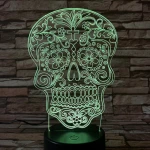 Koponya rajz 7 színű 3D led lámpa