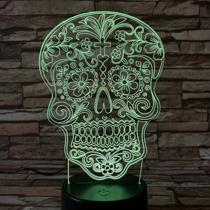 Koponya rajz 7 színű 3D led lámpa