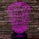 Koponya rajz 7 színű 3D led lámpa