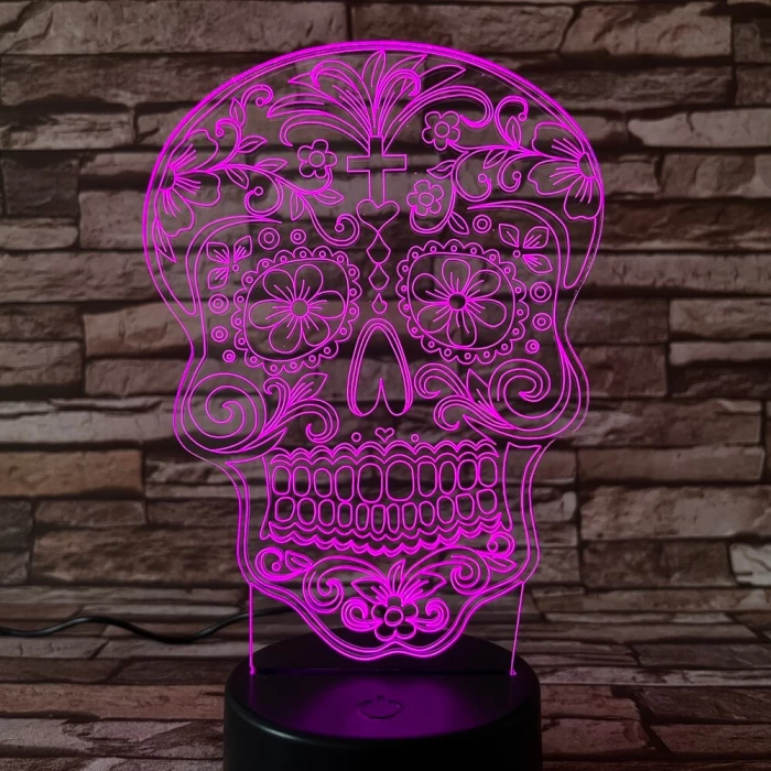 Koponya rajz 7 színű 3D led lámpa