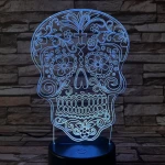 Koponya rajz 7 színű 3D led lámpa