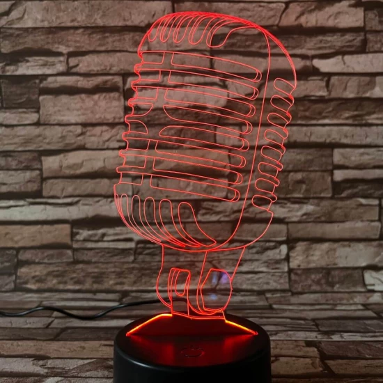 Mikrofon Retro 7 színű 3D led lámpa