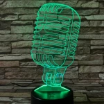 Mikrofon Retro 7 színű 3D led lámpa