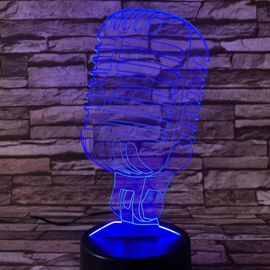 Mikrofon Retro 7 színű 3D led lámpa