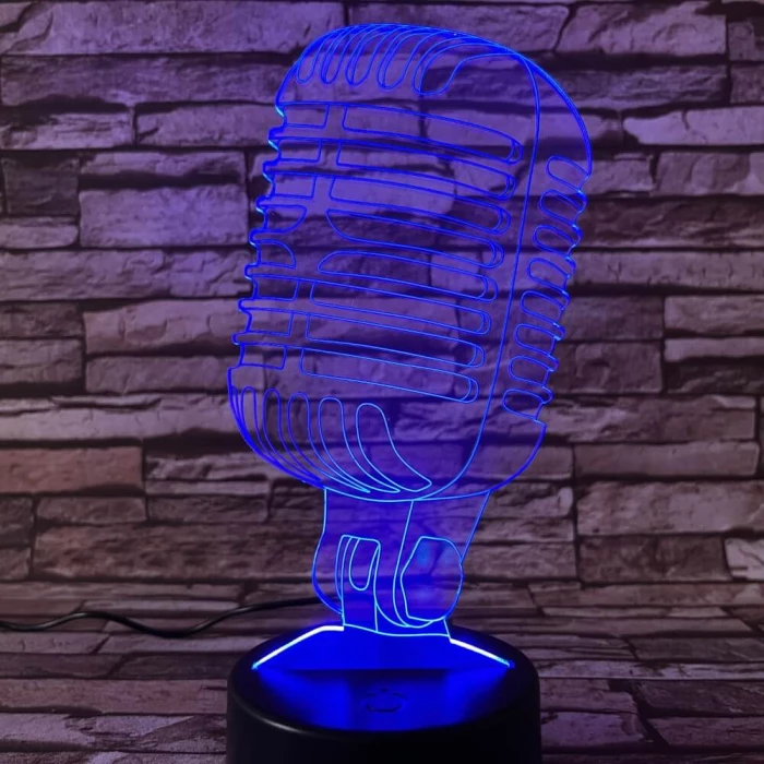 Mikrofon Retro 7 színű 3D led lámpa
