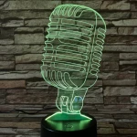 Mikrofon Retro 7 színű 3D led lámpa