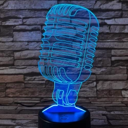 Mikrofon Retro 7 színű 3D led lámpa