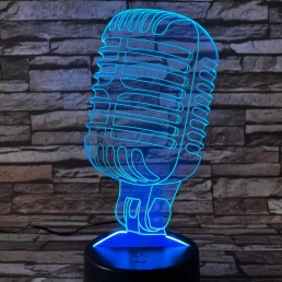 Mikrofon Retro 7 színű 3D led lámpa