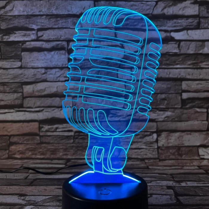 Mikrofon Retro 7 színű 3D led lámpa