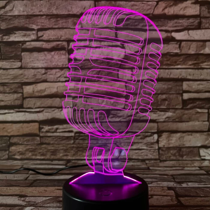 Mikrofon Retro 7 színű 3D led lámpa