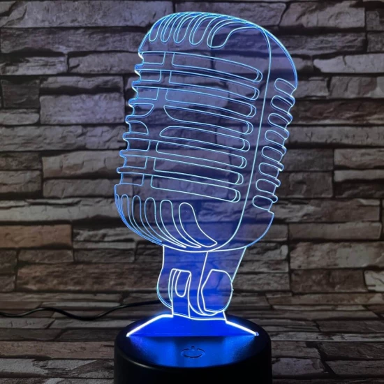 Mikrofon Retro 7 színű 3D led lámpa