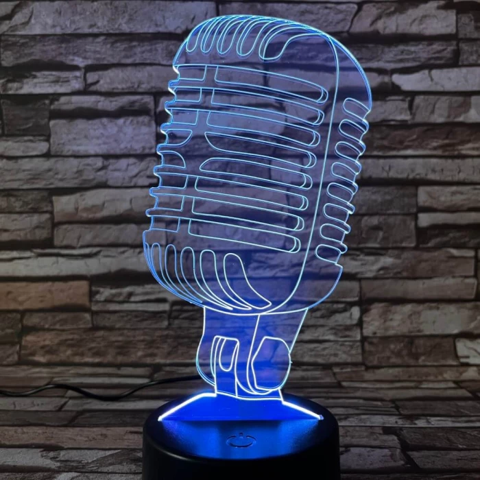 Mikrofon Retro 7 színű 3D led lámpa