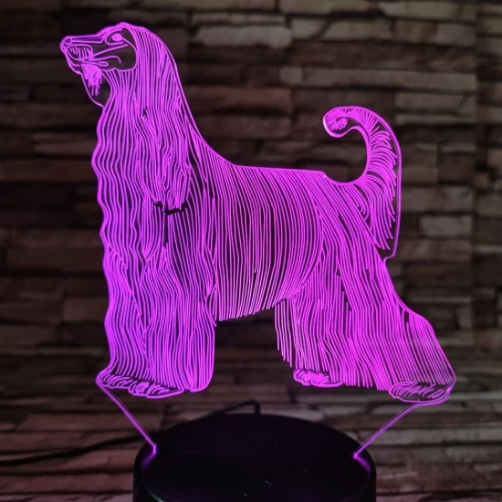 Afgán Agár 7 színű 3D led lámpa