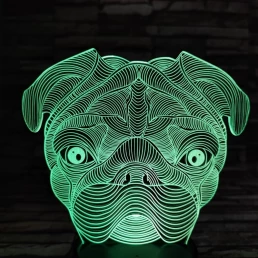 Bordeaux-i dog 7 színű 3D led lámpa
