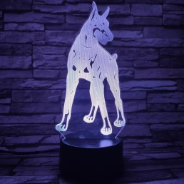 Dobermann 7 színű 3D led lámpa