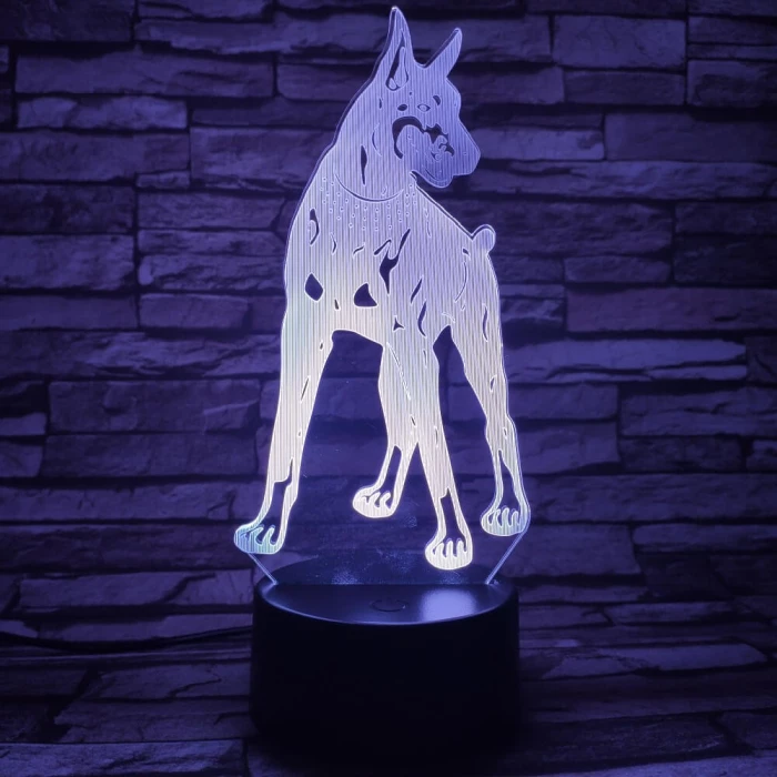 Dobermann 7 színű 3D led lámpa