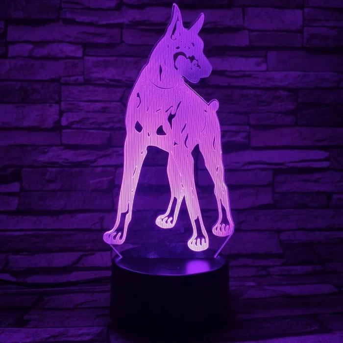 Dobermann 7 színű 3D led lámpa