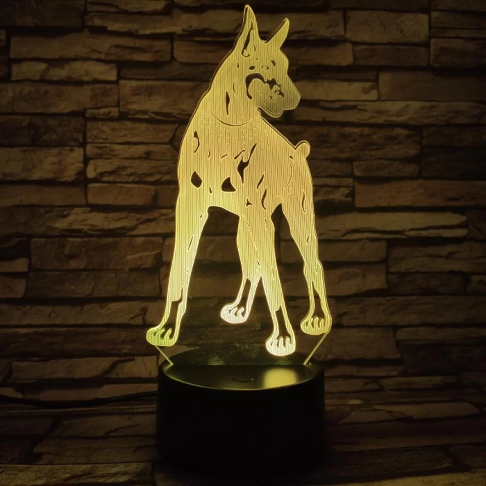 Dobermann 7 színű 3D led lámpa