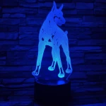 Dobermann 7 színű 3D led lámpa