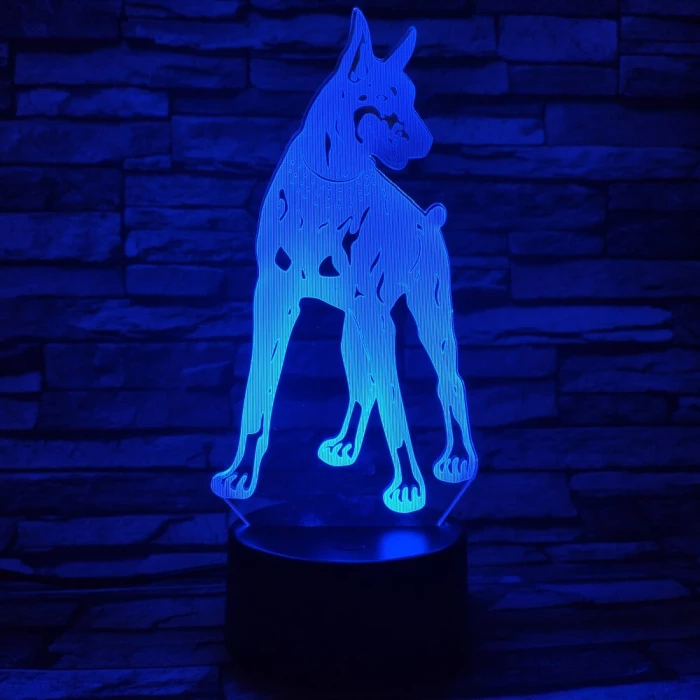 Dobermann 7 színű 3D led lámpa