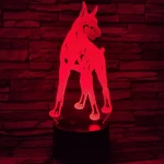 Dobermann 7 színű 3D led lámpa